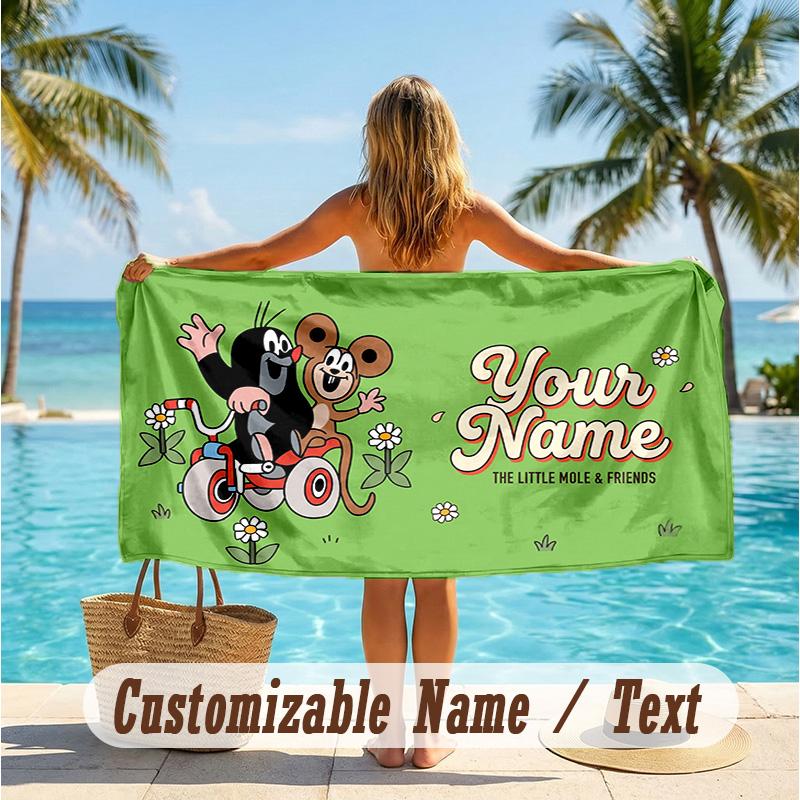 Custom Text Beach Towel, Soft Absorbent Swimming Multi-use TowelPumuckl