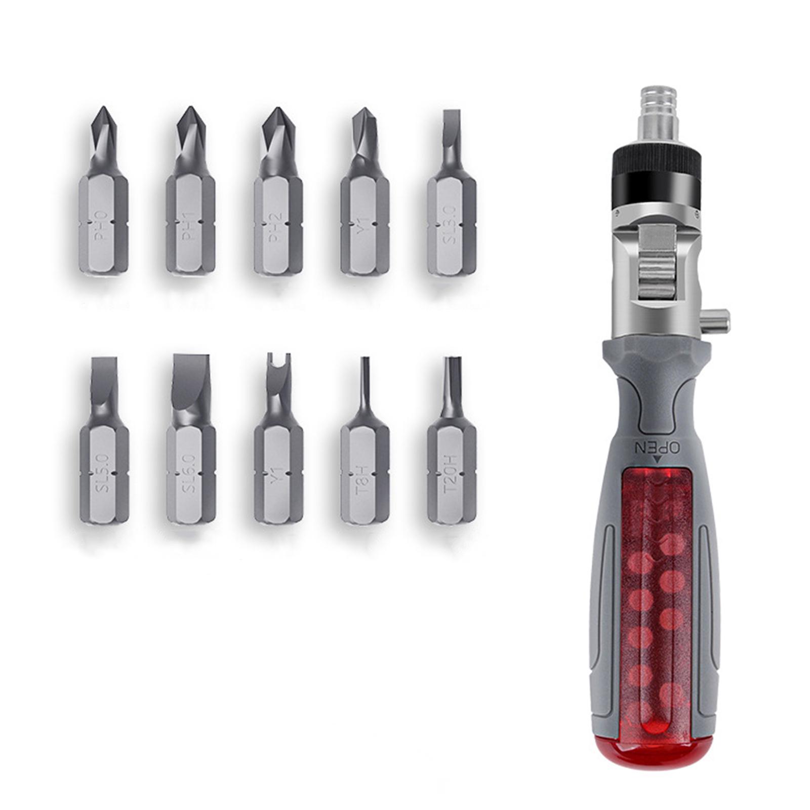 Magnetic Ratchet Screwdriver Set 10-Piece Multi-bit Ratchet Screw Drivers for Cr 1