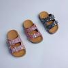 Summer Bling Children's Slippers PU Buckle Cork Slippers For Child Girls Anti Slip Flat Outdoor Kids Fashion Shoes
