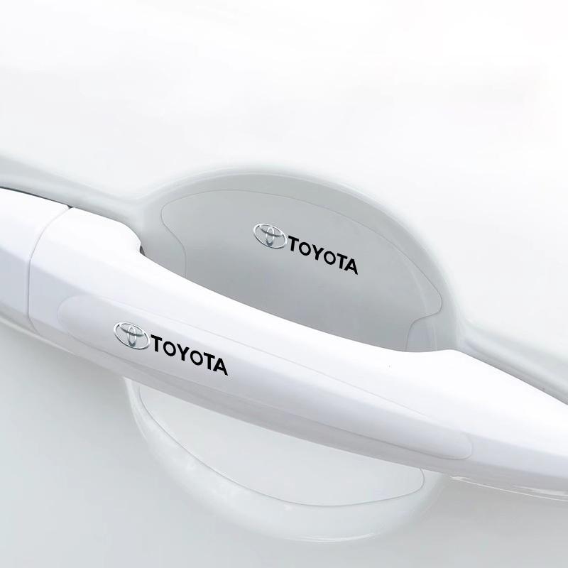 8Pc Car Logo Door Bowl Handle Protective Sticker Anti-collision Strip For Toyota 86 Mirai Supra Prado Alphard Crown Vellfire Seq