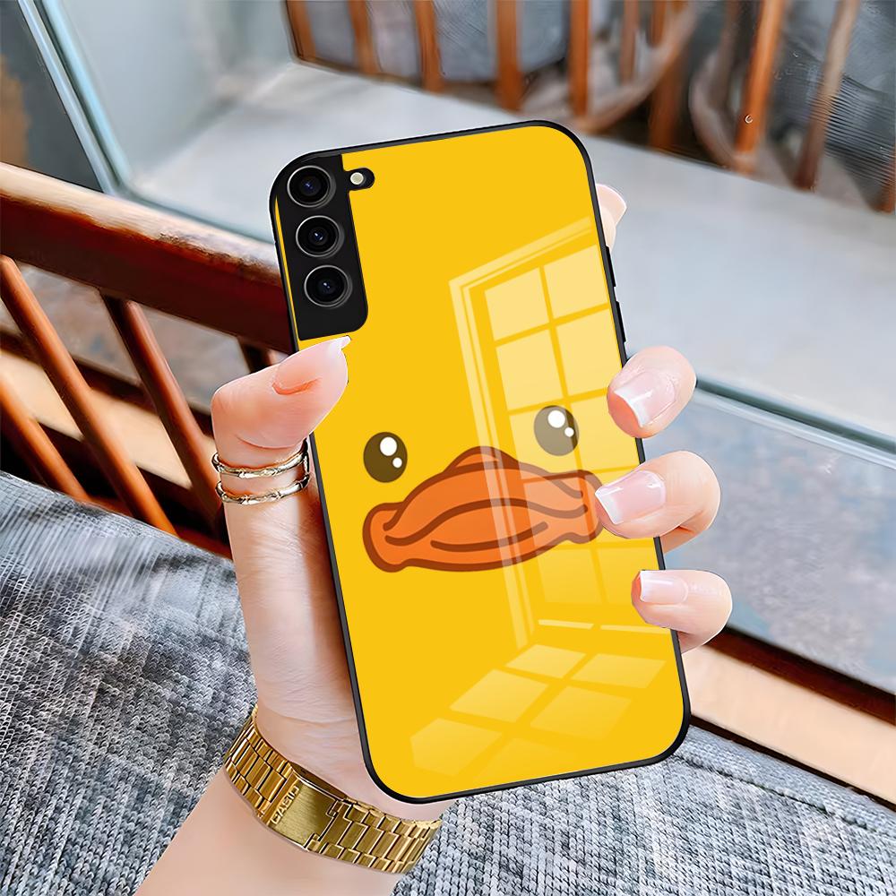 

Cute Cartoon Duck Phone Case For Samsung S26 S25 Plus S20 S20 Plus S22 Ultra S23 FE S21 Plus S21 Ultra Glass Cover Samsung S21 FE