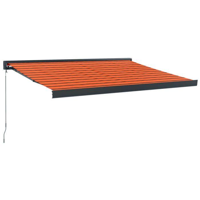 VidaXL Retractable Awning Orange and Brown 3.5x2.5m Fabric and Aluminum, Awning, Patio Awning, Outdoor Awning, Awning 3154567