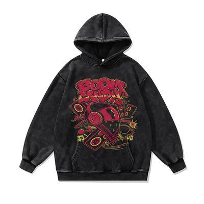 American Hip Hop Digital Direct Injection Printing Hooded Sweater Men And Women Oversize Washed Old Hoodie