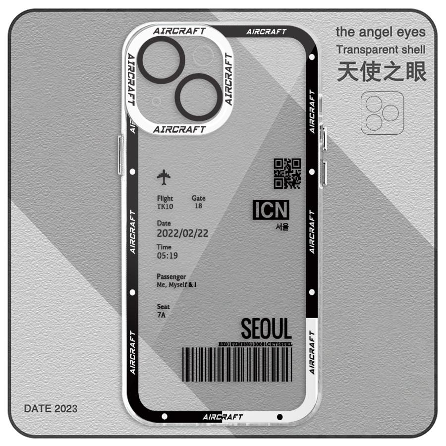 Airplane Bus Tickets Phone Case for iPhone 16 Pro 13 Pro Max SE 8 7 Plus XR 14 15 Pro Max 11 12 Mini X XS Max Clear Soft