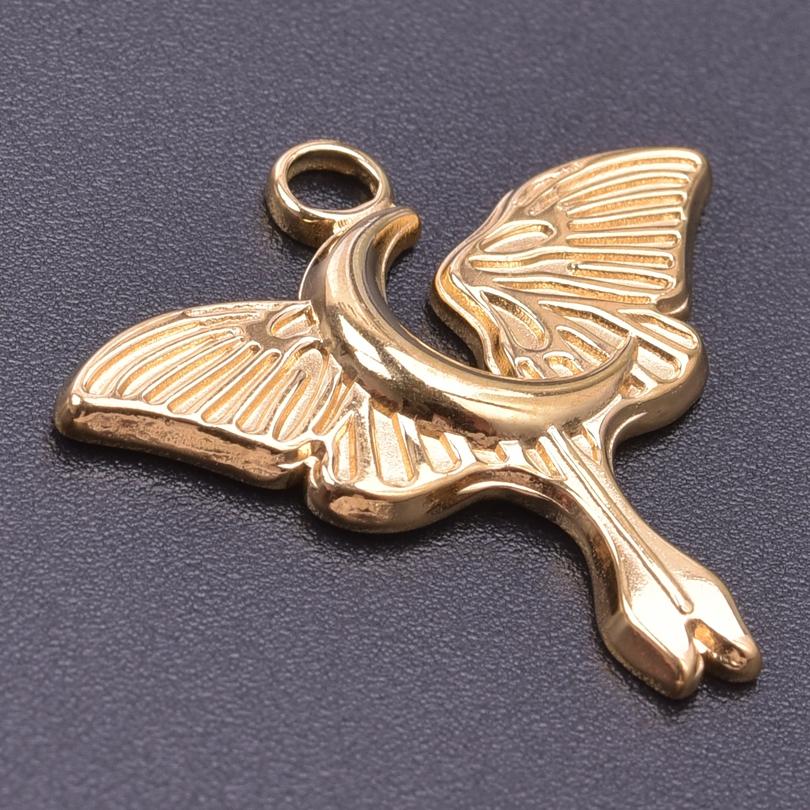 5pcs 18k Real Gold Plated Animal Pendant Stainless Steel Butterfly Charm For Jewelry Making Supplies Papillons Fuxk Men Pendants