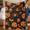 1 Piece Halloween-themed Orange and Black Flannel Blanket, Soft, Suitable for Sofa, Bed, Office, All-season Use.