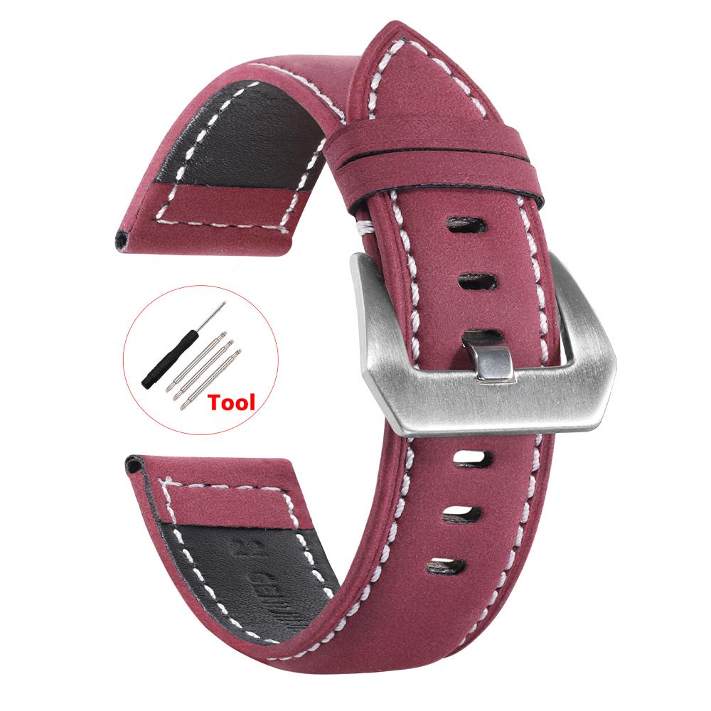 Correa de reloj 18mm 20mm 22mm 24mm Piel de vaca vintage Cuero genuino Correa de reloj para Huawei Watch Gt2/3 Correa retro Hombres Mujeres Pulseras de repuesto