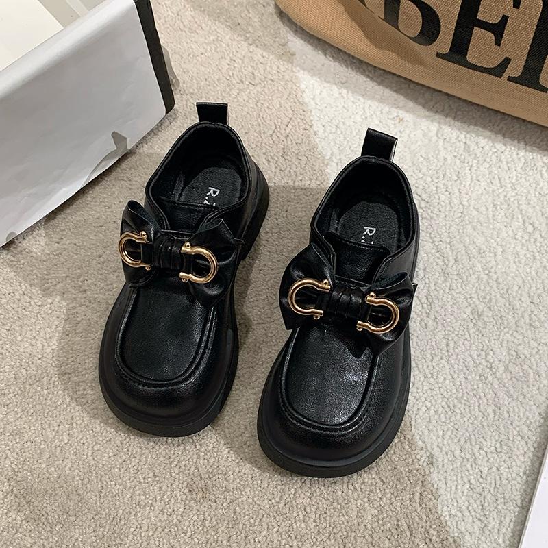 2025 Autumn New Korean Version of Children's Foreign Style Bow Princess Single Shoes Girls British Style Soft-soled Small Leather Shoes