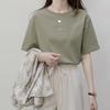Summer Loose Floral Print Casual Plain T-shirt Short-sleeved Round-neck Top for Women