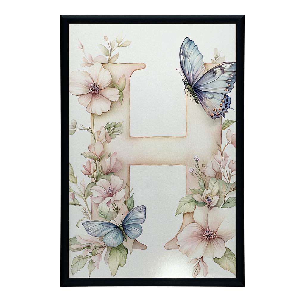 H Jak Harmonia - Plakat Kwiatowy Dla Dzieci H Jak Harmonia - Plakat Kwiatowy Dla Dzieci, 50X70 Cm, Rama Drewniana Ciemny Brąz, Papier Matowy 230 Gsm