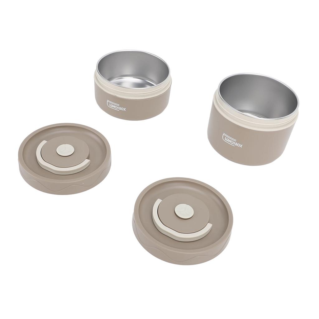 Insulated Lunch Container 304 Stainless Steel Sealed Multifunction Portable Round Thermal Bento Box with Thermal Bag