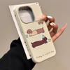 Ins Vintage Dachshund Black Stripe Polka Dot Print Phone Case For iPhone 11 12 13 14 15 16 Pro Max XS X XR 7 8 16 Plus 16E Cover