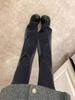 Women's Spring 2026 Retro Black Wide-Leg Micro-Flare Denim Pants