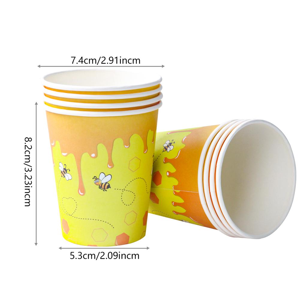 Bee Party Decorations Bee Pattern Disposable Paper Plate Cup Napkin Tablecloth for Gender Reveal Baby Shower Birthday Supplies