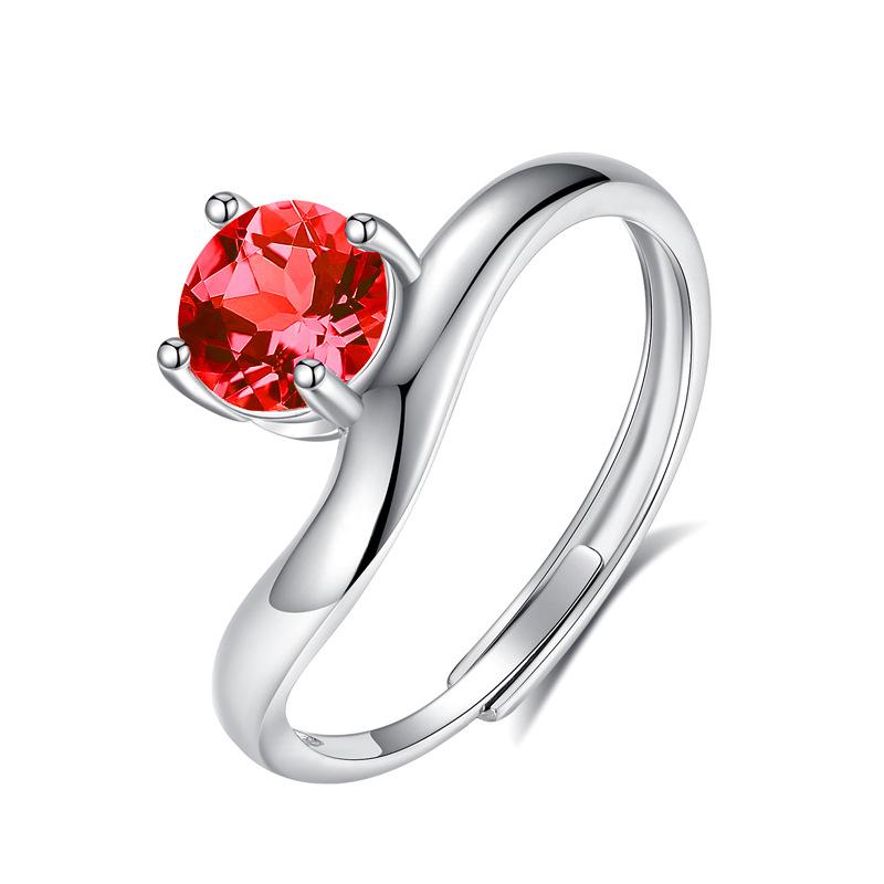 S925 Silver Ring for Women, Natural Crystal/Topaz/Garnet/Olivine Adjustable Jewelry Gift