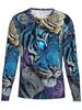 Herren 3D Rosen Tattoo Langarm-T-Shirt - Langarm Ganzkörper-Wärmeübertragungs-T-Shirt
