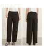 Solid Color Jacquard Mulberry Silk Casual Pants