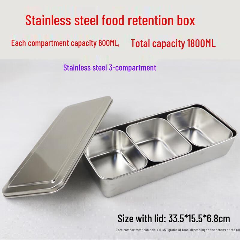 Homeglen Stainless Steel 3-Compartment Food Storage Box
