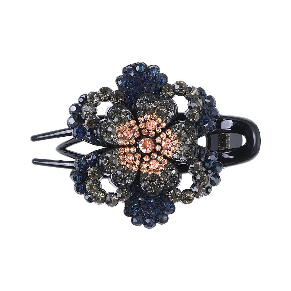 Vintage Elegante Acryl-Kopfbedeckung Mädchen Haarspange Zopfhalter Strass-Haarkralle Haaraccessoires Blume Entenschnabel-Clip