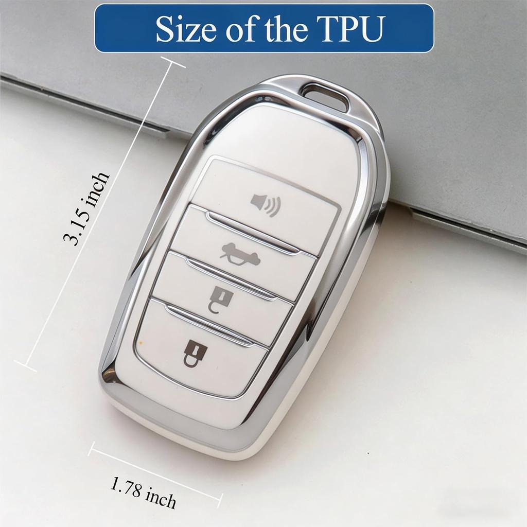 for Toyota Key Fob Cover Soft TPU with Premium Leather Keychain Protection Key Fob Case Fit for Grand Highlander Tundra Prius Crown Corolla Cross