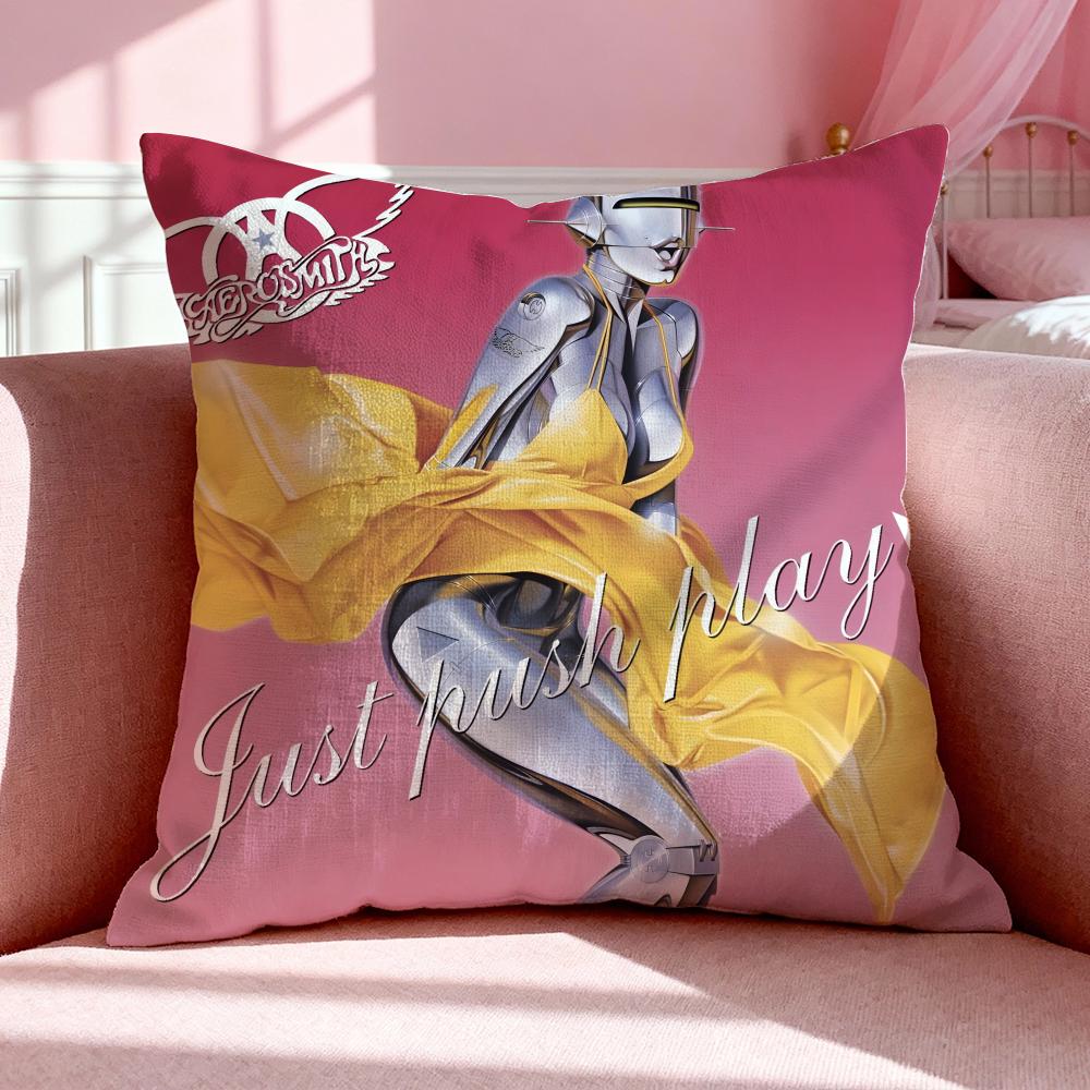 Band A-Aerosmith Cushion Cover Breathable Linen Pillowcase Summer Odorless Eco-Friendly Invisible Zipper Washable
