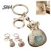Sparkling Lucky Bag Keychain Rhinestone Keychain, Good Luck Fortune Keyring, Love Heart Pouch Charm for Handbags Backpacks Theme