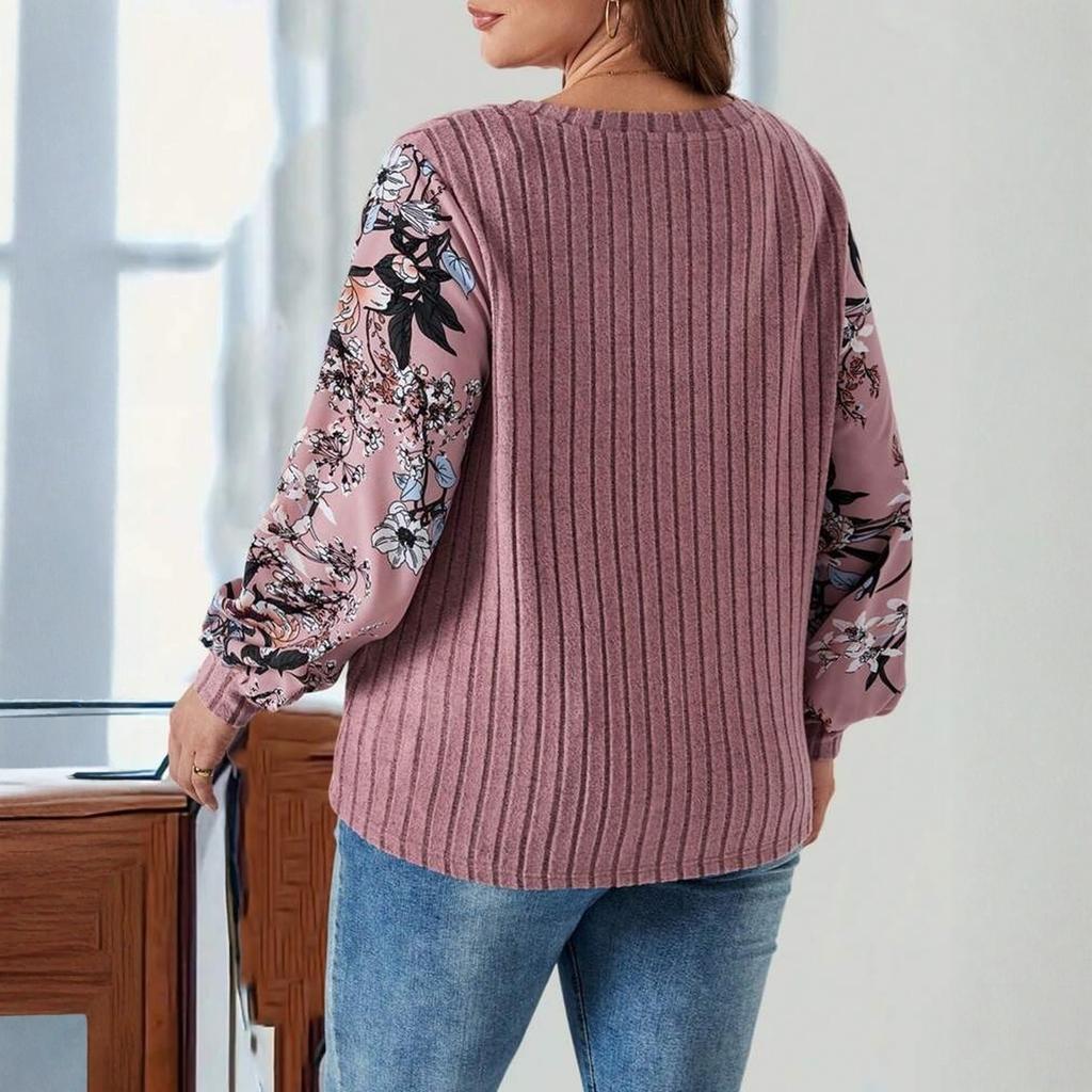 Women’s Long Sleeve Tops V Neck T Shirts Color Block Knit Casual Tops Basic Shirts