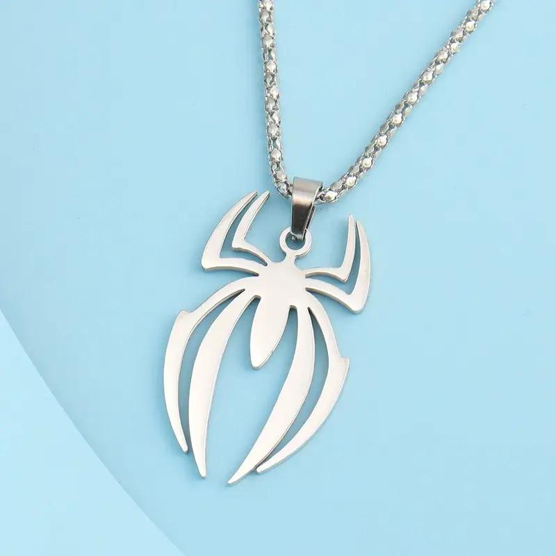 Unisex Spider Logo Pendant Necklace - Versatile Style Jewelry Gift серебряный