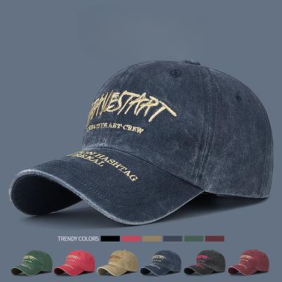 Spring and Autumn Trend Faded Hat Couple Street Vintage Washed Cotton Alphabet Embroidery Soft Top Shade Baseball Cap