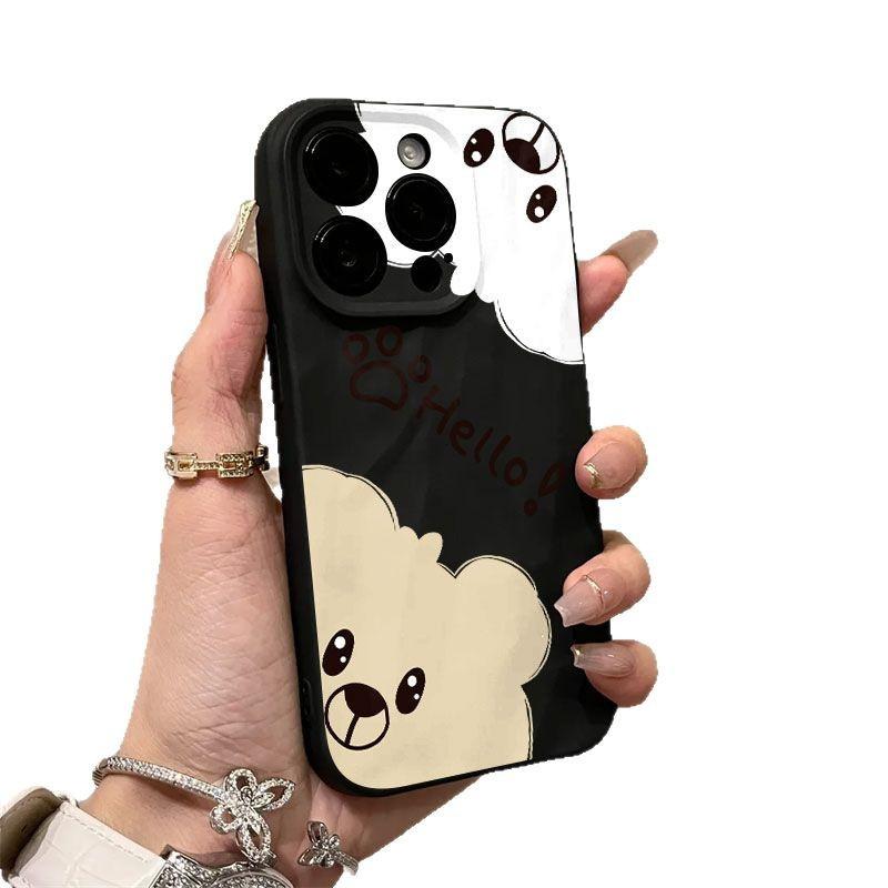 Cartoon Bear iPhone17promax Mobile Phone Case for Apple 16promax Pleats 14 Cute 15 Sets