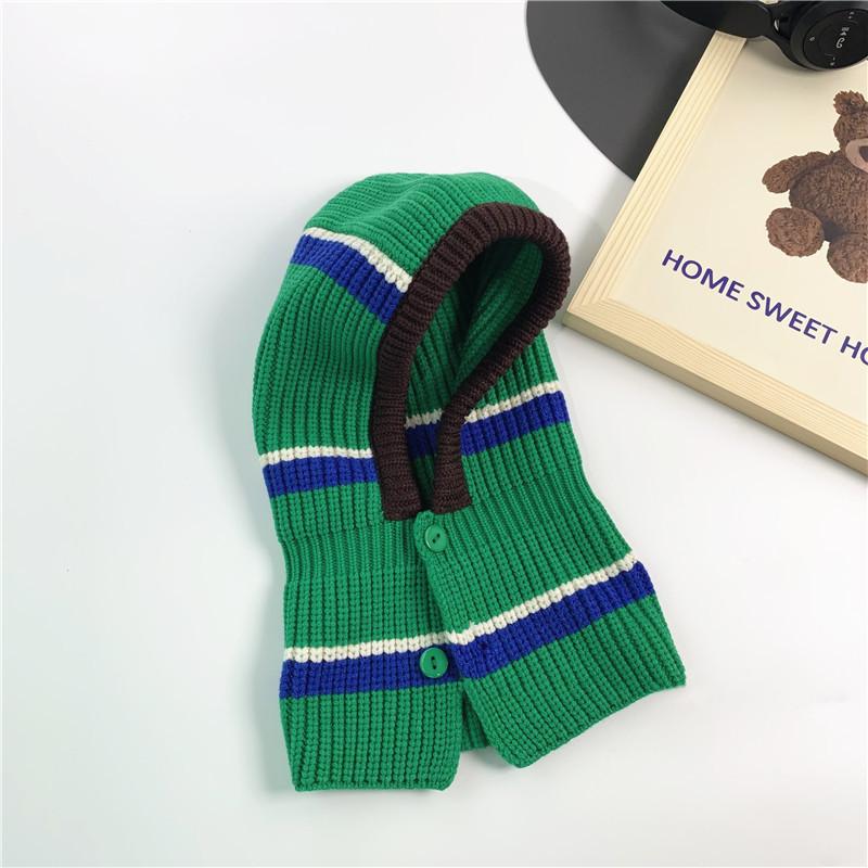 

1PC Kids Autumn-Winter Warm Thick Knit Hat Scarf Set Versatile Wool Knitted Ear Protector Cap Skullies For Boys And Girls