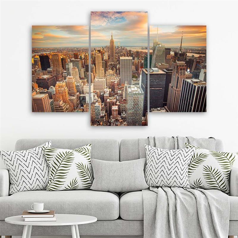 Three Piece Picture Canvas Print New York City Manhattan USA
