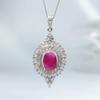 925 Silver Ruby Pendant Necklace with Natural Red Gemstone for Women July Birthstone Fine Jewelry