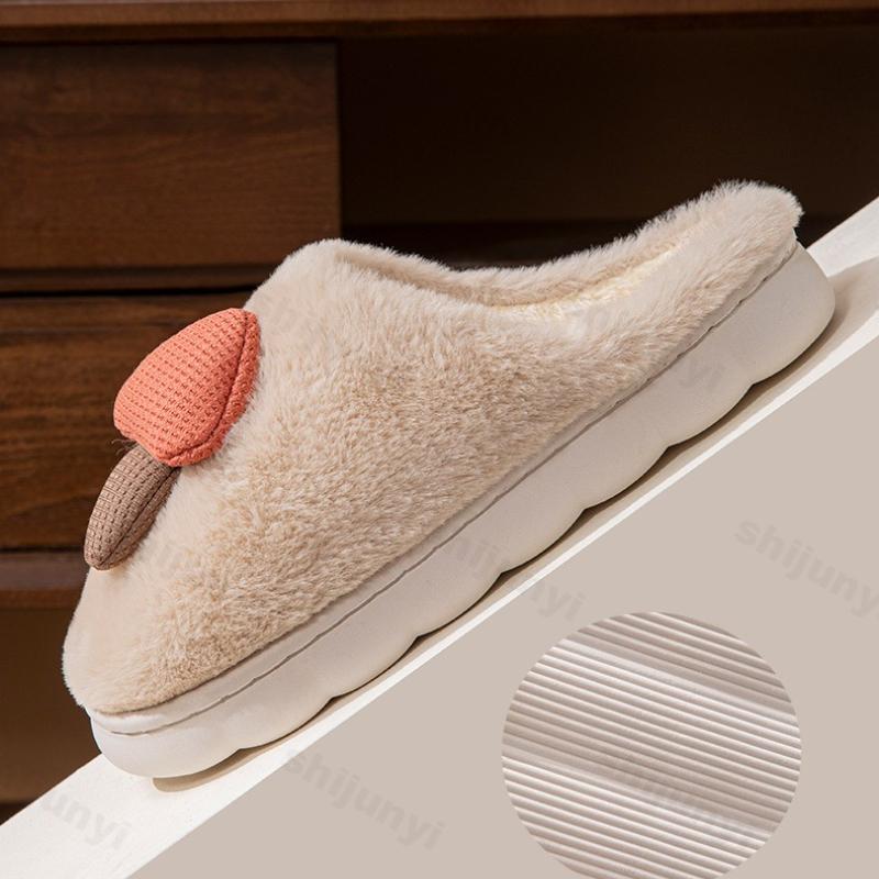 Fashion Couple's Cotton Shoes Winter New Thicken Warm Women's Home Cotton Slippers Lightweight Comfortable Plush Soft Sole Men's Flats