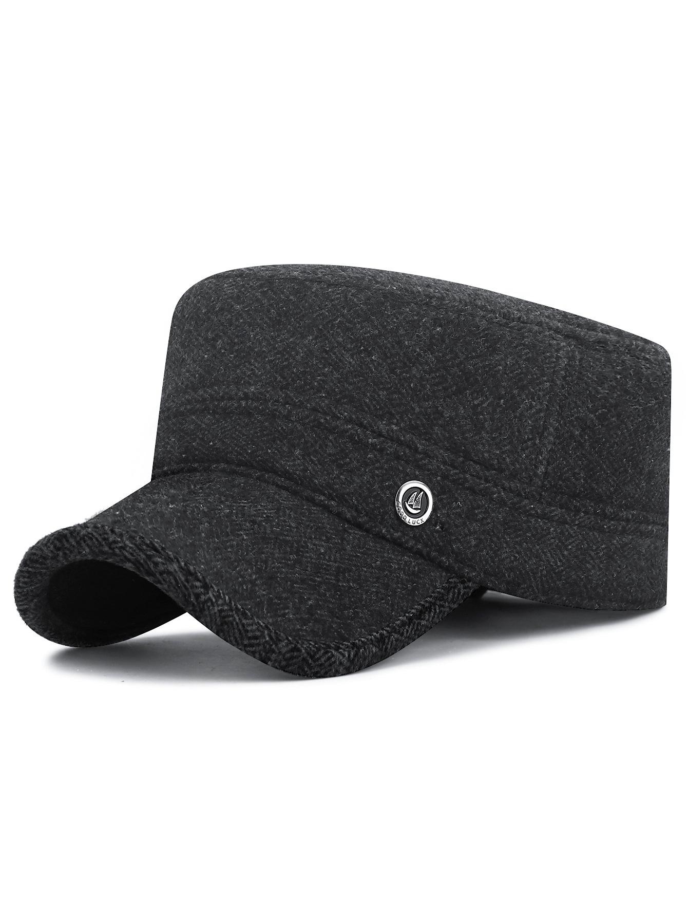 

NORTHWOOD Winter Men s Outdoor Cold Proof Warm Flat Top Hats Thicken Ear Protection Flat Top Cap Cotton Trucker Hat 55-60 cm чёрный