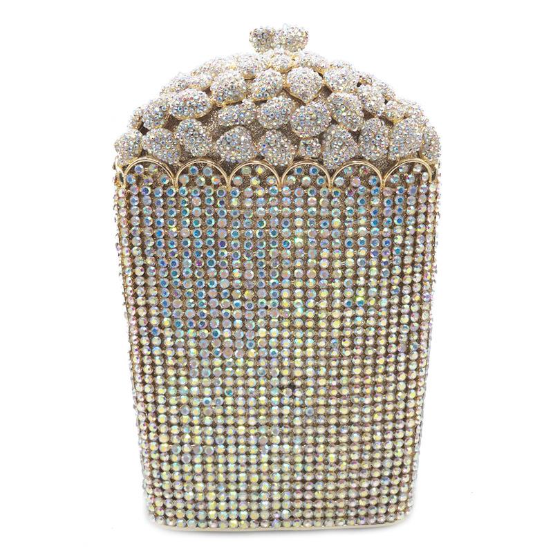 

Women s Popcorn Crystal Evening Clutch Diamond Purse Silver/Black Gem Handbag Party Dinner Bags Wedding Bridal Rhinestone Clutch 19cmX12cmX5cm