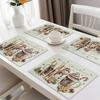 Christmas Snowman Cup Printed Placemats, Set of 4 Table Mats, Washable Placemats for Kitchen Dining Table Decoration