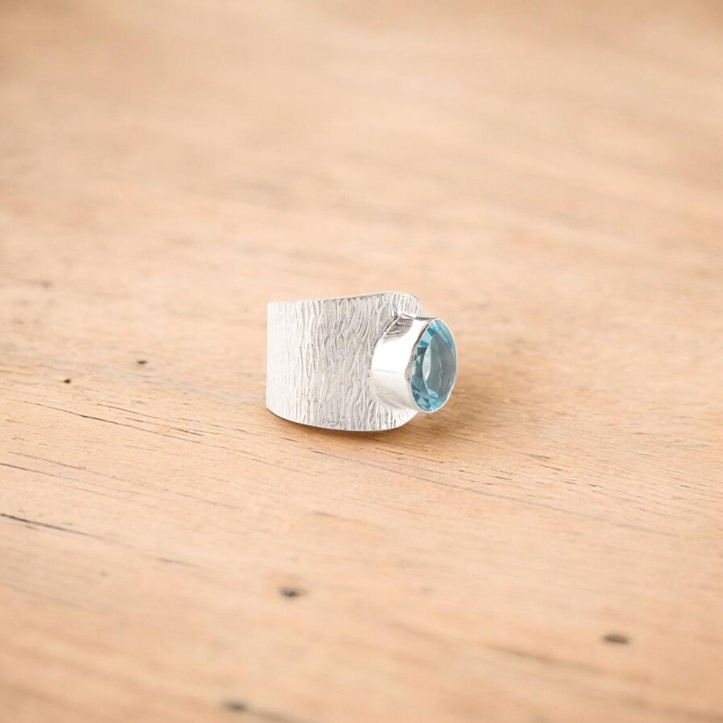Sky Blue Topaz Gemstone 925 Sterling Silver Jewelry Handmade Ring For Christmas RR-63-4
