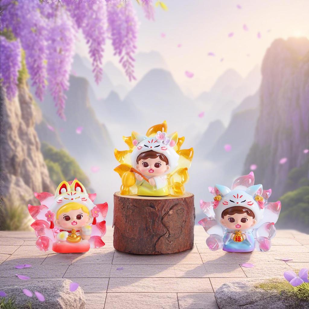 Qingqiu Nine-Tailed Fox Blind Box Figurine - Trendy New Year Gift & Desktop Decoration