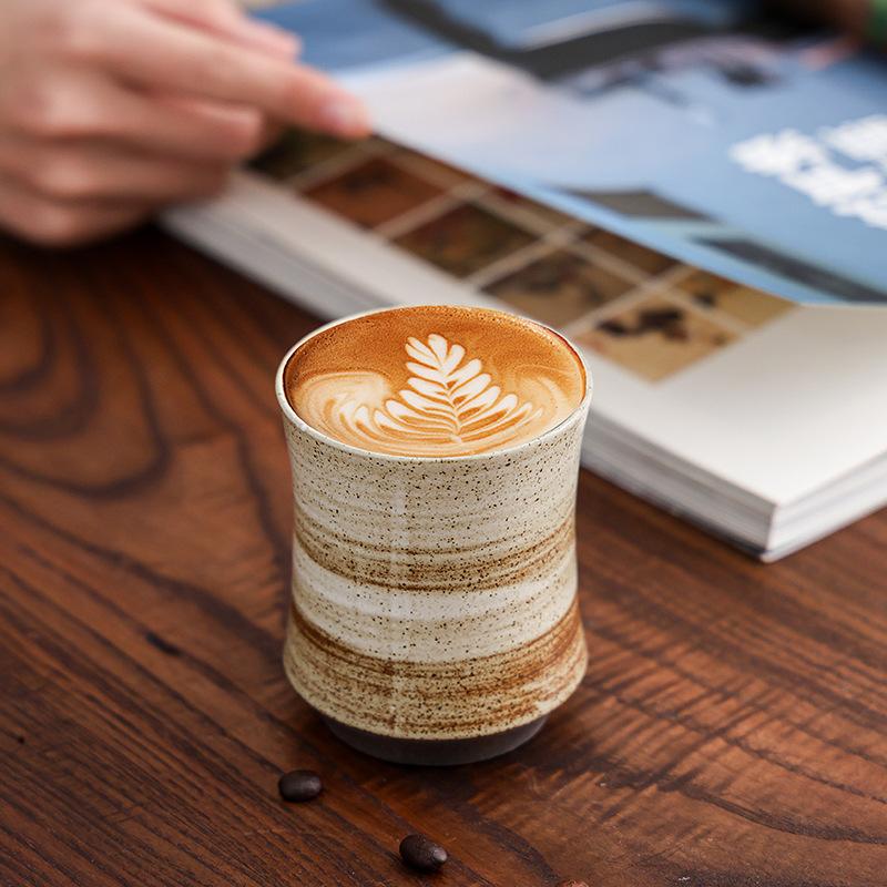 Retro Ceramic Coffee Cup Hand Brewed American Latte Latte Flower Cup Coarse Pottery Water Cup Creative Teacup