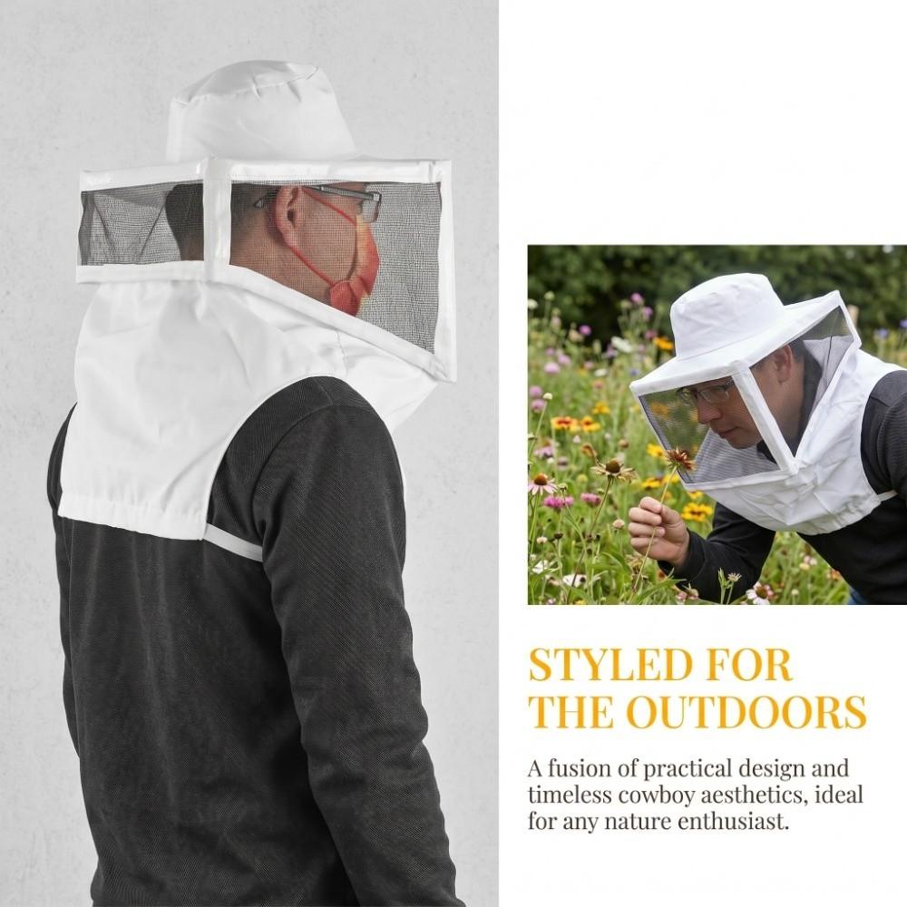 Steel Mesh Beekeeper Hat White Edging Beekeeping Veil Hat Beekeeper Cowboy Hat Farming