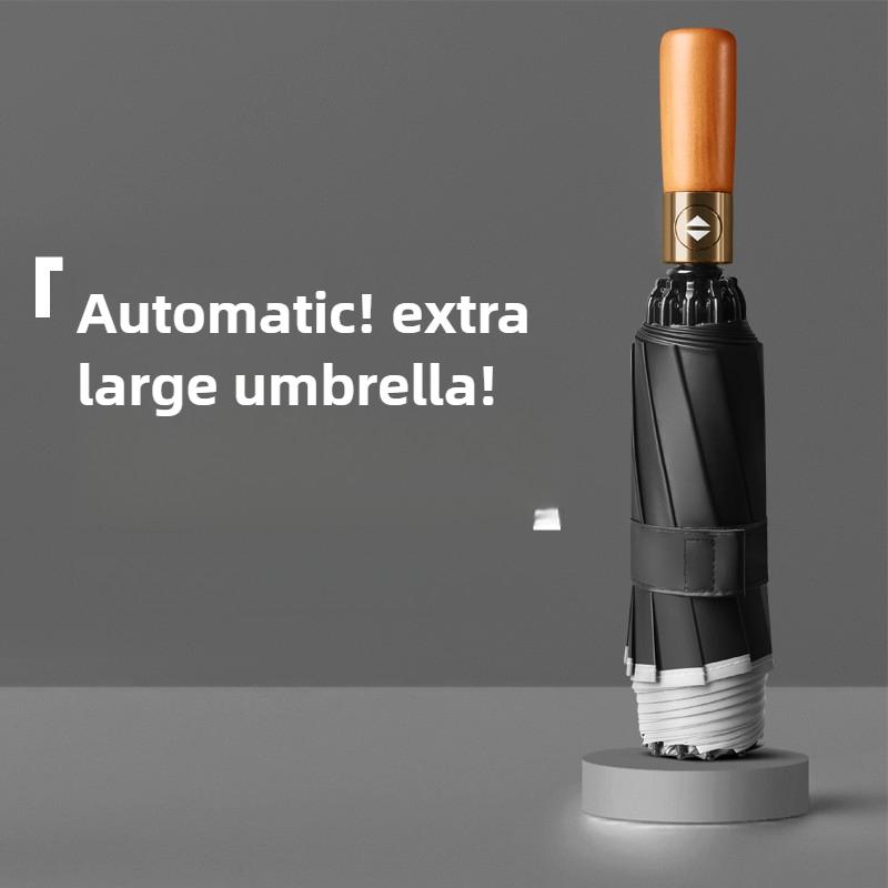 Ring Buckle Design Fully Automatic Umbrella for Men Folding Extra Large Strong Strong WOMEN'S Sunshade Double Umbrella