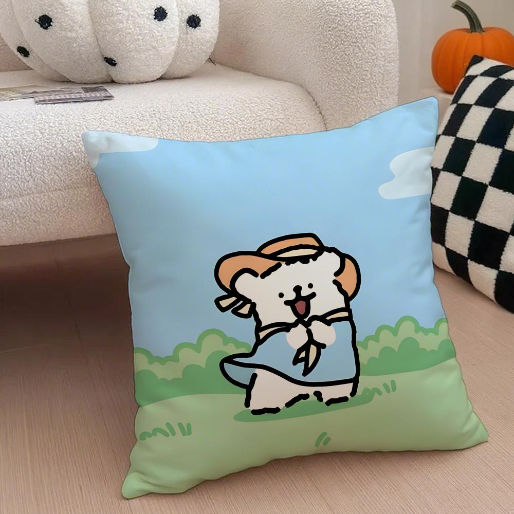 LLine Dogs Cushion Cover Throw Pillow Cover Hidden Button Durable Polyester Chair Cushion