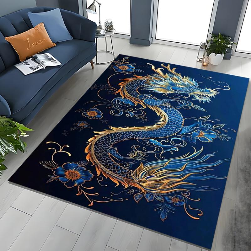 Chinese Dragon Pattern Rug Carpet For Living Room Non Slip Parlour Sofa Large Area Rugs Bedroom Kids Play Room Floor Mat Gift