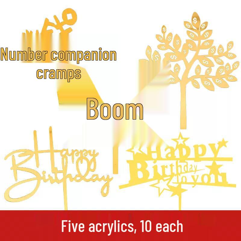 50-Pack Acrylic 'Happy Birthday' Cake Toppers - Popular Party Decorations with Free Shipping
