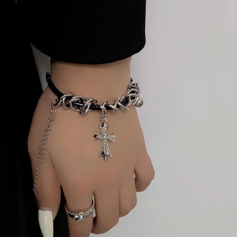Asymmetrical Sweet Cool Cross Tassel Leather Bracelet For Women Trendy Gift Fashionable