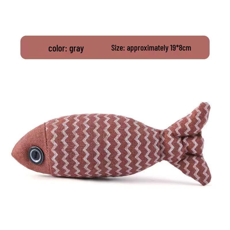 Linen Fish Cat Teaser with Catnip Plush Toy