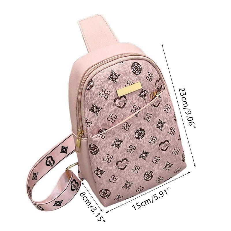Versatile Simple Fashion Shoulder Bags Women Girl Print Design Bag Trendy Leisure Chest Bag Large Capacity Crossbody Bag  Yellow Brown
