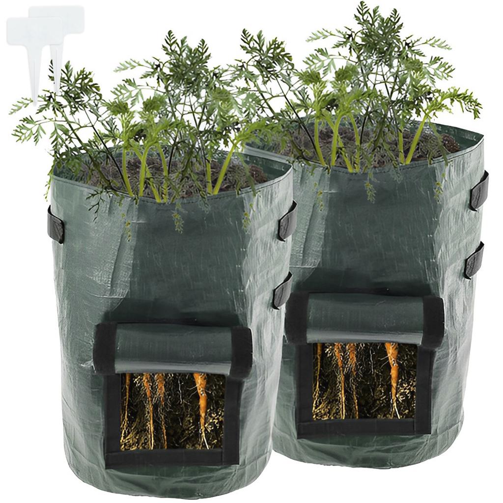 4/2PCS Potato Grow Bag Reusable Gardening Plant Vegetables Growing Bags Planter Container 10 Gallon Pe Fabrics 19.7×13.8 In