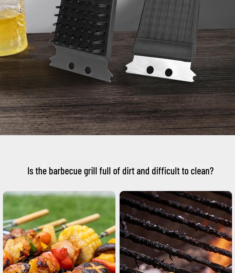 Stainless Steel BBQ Grill Cleaning Brush - Outdoor Rust & Dirt Removal Tool.